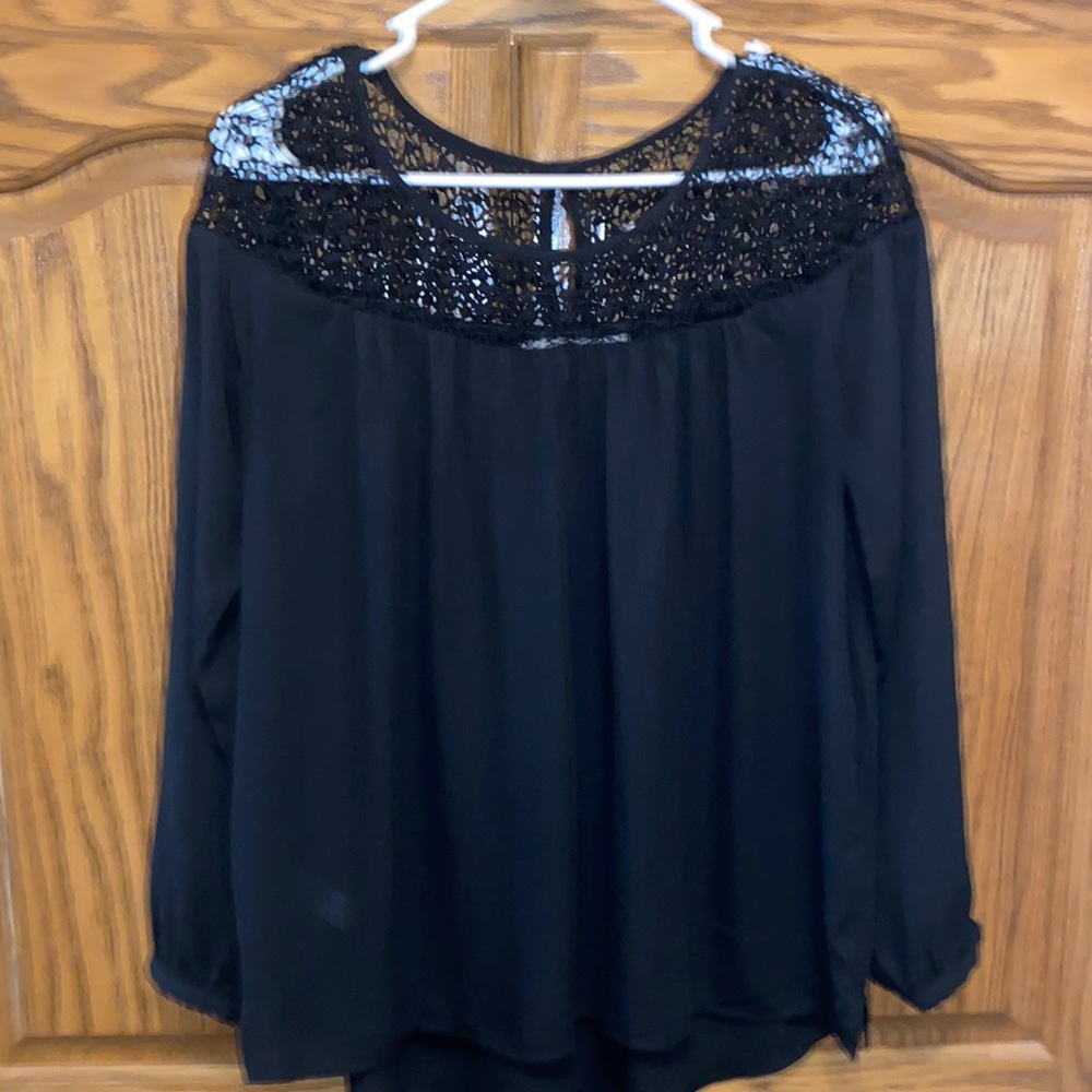 Black crochet top blouse